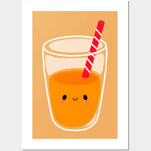 Cute Breakfast Friend - Orange Juice Wall Art by SaganPie